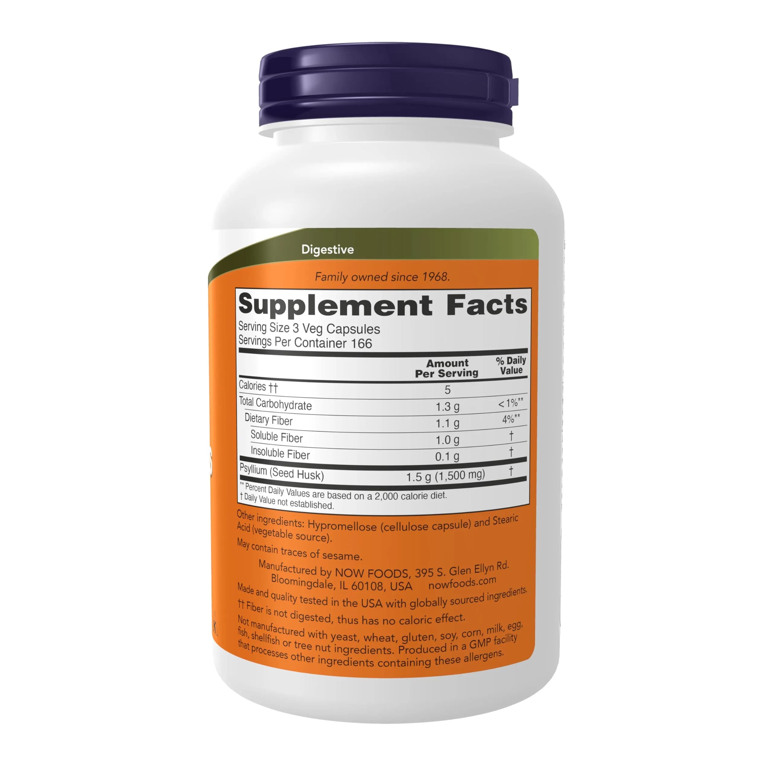 NOW Foods Psyllium Husk Caps 500 mg 500 Veg Capsules | Natural Soluble Fiber for Intestinal Health - view 2
