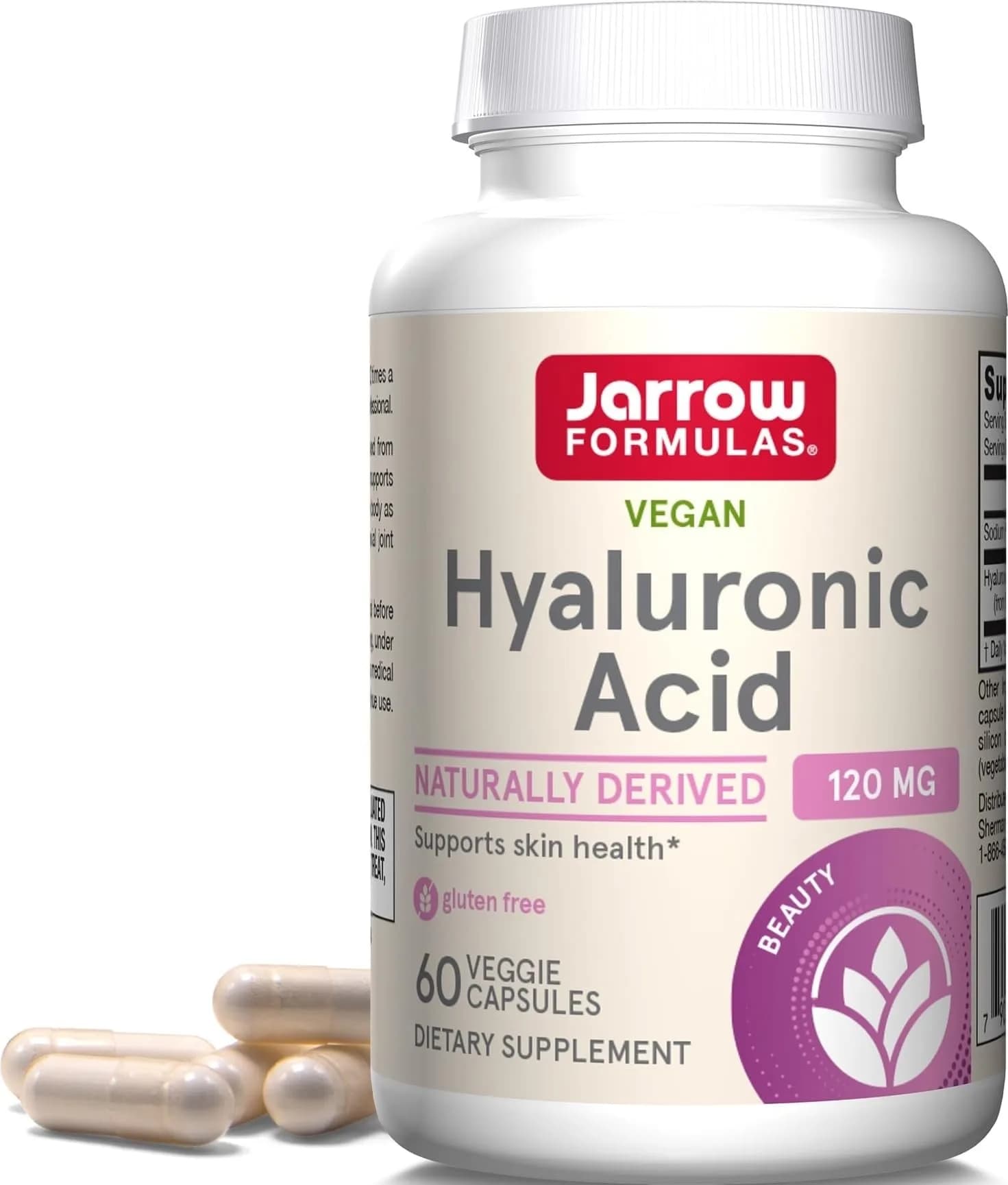 Jarrow Formulas Hyaluronic Acid 120 mg 60 Capsules | Supports Skin Hydration & Joint Health - main product image