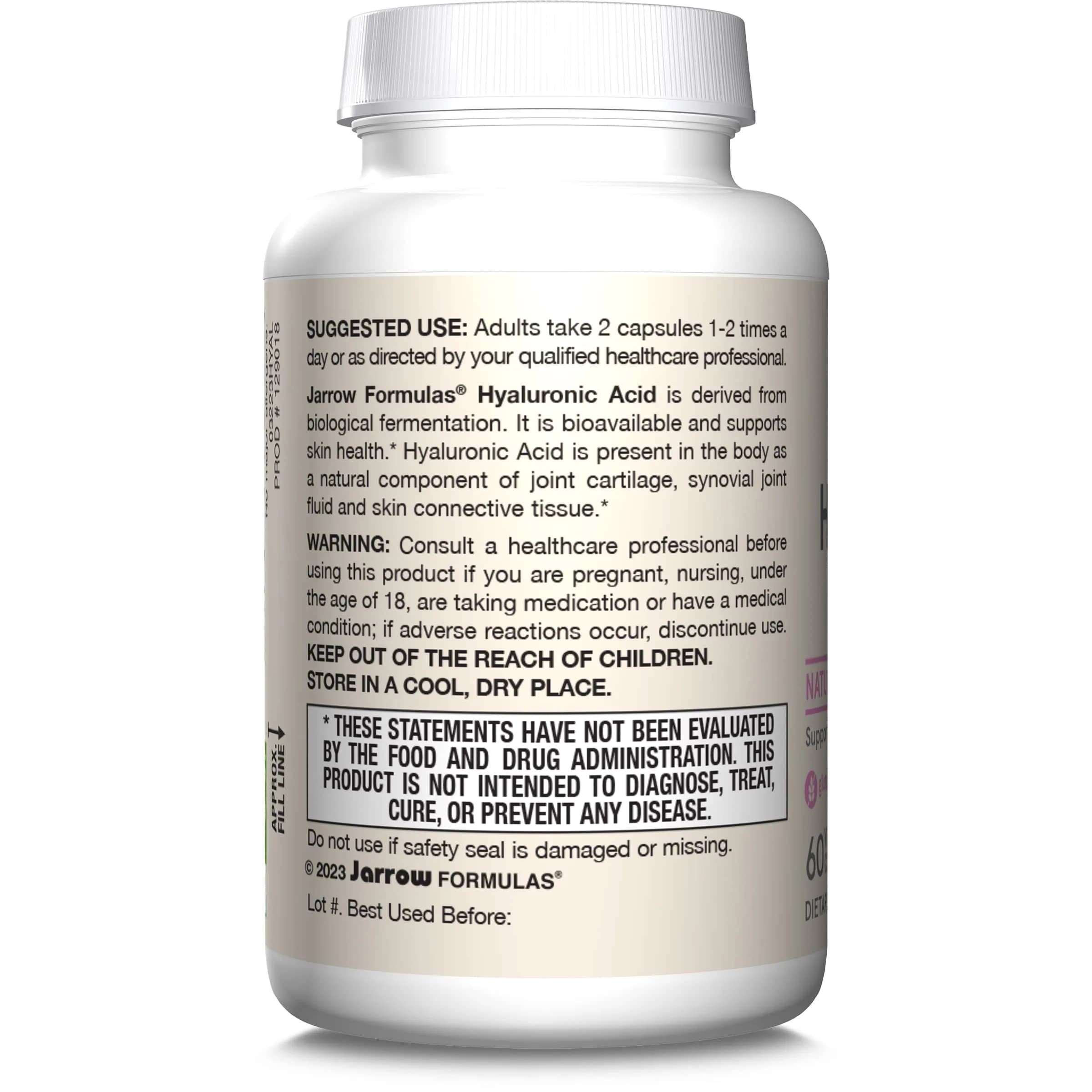 Jarrow Formulas Hyaluronic Acid 120 mg 60 Capsules | Supports Skin Hydration & Joint Health - view 9