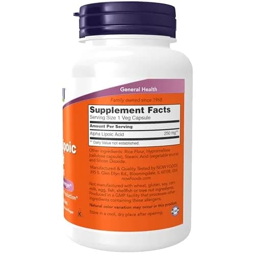 NOW Supplements, Alpha Lipoic Acid 250 mg | Supports Glutathione Production, 120 Veg Caps thumbnail 2