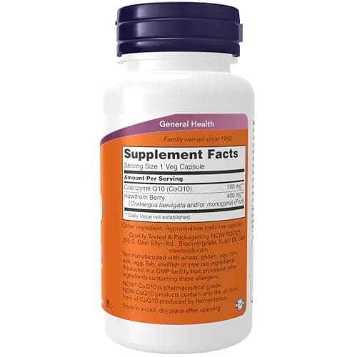 NOW Foods CoQ10 100 mg with Hawthorn Berry Veg Capsules 90 Count | Pharmaceutical Grade Coenzyme Q10 for Cellular Energy thumbnail 2