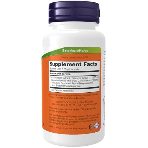 NOW Supplements, Turmeric Curcumin, 95% Curcuminoids, 60 Veg Caps | Bioactive Turmeric Extract for Inflammation & Wellness thumbnail 2