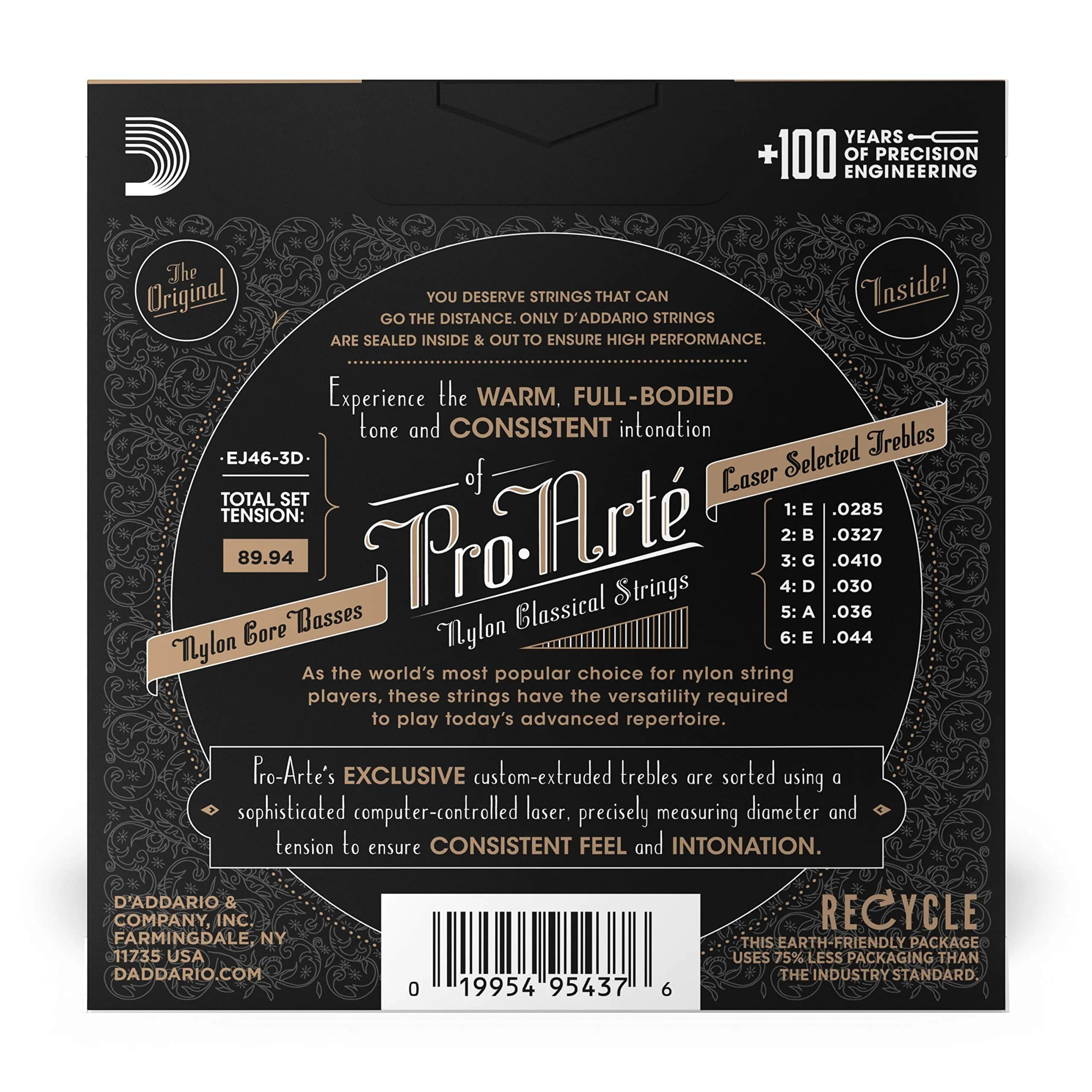 D'Addario Pro Arte Silverplated Copper Classical Guitar Strings EJ46-3D Hard Tension 3-Pack | Warm Tone, Responsive Playability - view 2