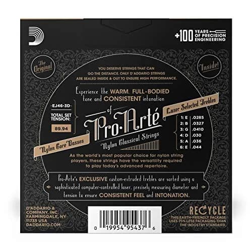 D'Addario Pro Arte Silverplated Copper Classical Guitar Strings EJ46-3D Hard Tension 3-Pack | Warm Tone, Responsive Playability thumbnail 2