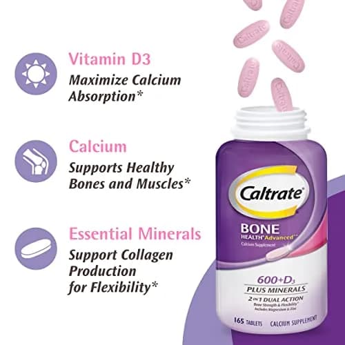 Caltrate 600 Plus D3 Plus Minerals Calcium and Vitamin D Supplement Tablets 165 Count | Bone Strength & Flexibility thumbnail 5