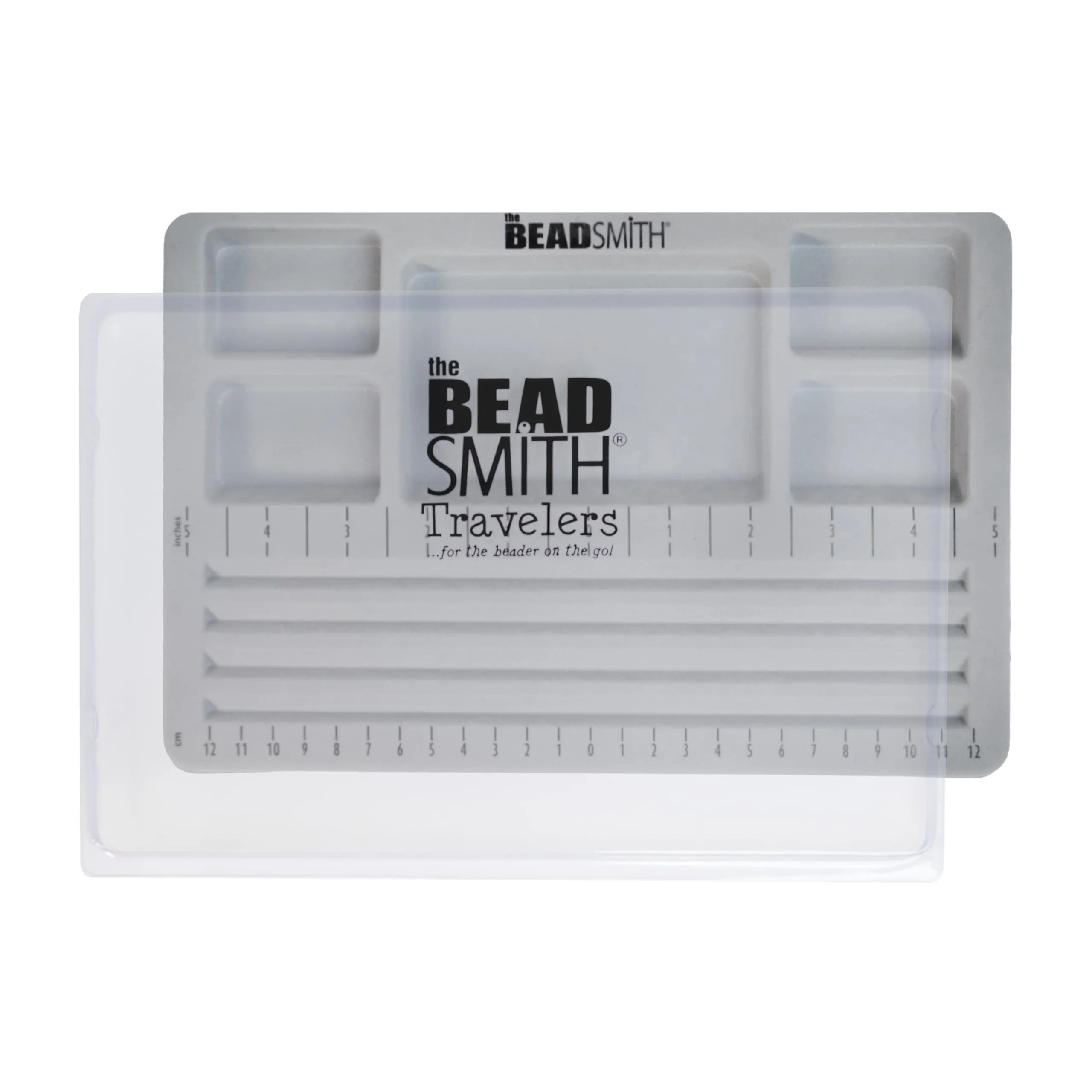 The Beadsmith Mini Bead Board Grey Flocked 19cm x 28.3cm | Design Bracelets & Necklaces with 4 Channels & 5 Compartments