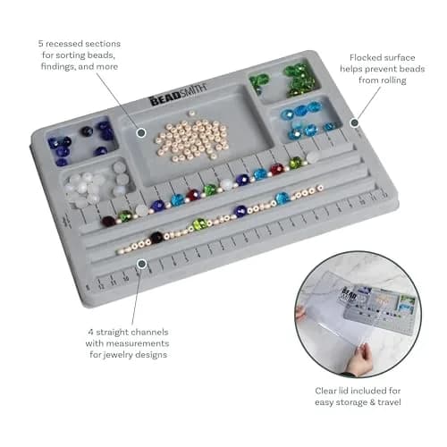 The Beadsmith Mini Bead Board Grey Flocked 19cm x 28.3cm | Design Bracelets & Necklaces with 4 Channels & 5 Compartments thumbnail 4