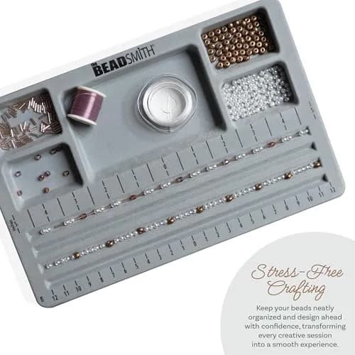 The Beadsmith Mini Bead Board Grey Flocked 19cm x 28.3cm | Design Bracelets & Necklaces with 4 Channels & 5 Compartments thumbnail 5