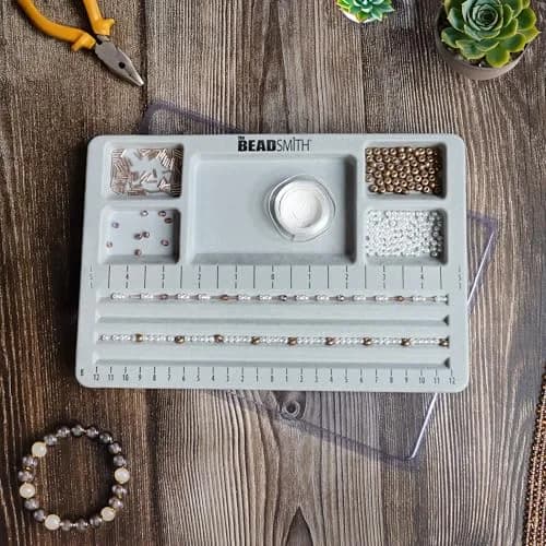 The Beadsmith Mini Bead Board Grey Flocked 19cm x 28.3cm | Design Bracelets & Necklaces with 4 Channels & 5 Compartments thumbnail 7