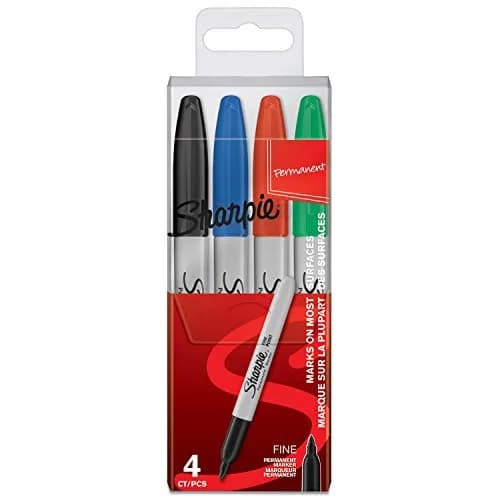 Sharpie Permanent Markers Fine Point Assorted Colours 4 Count | Smooth Ink Flow thumbnail 1