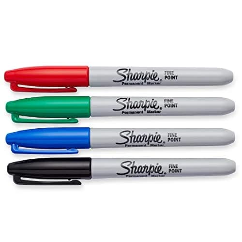 Sharpie Permanent Markers Fine Point Assorted Colours 4 Count | Smooth Ink Flow thumbnail 2