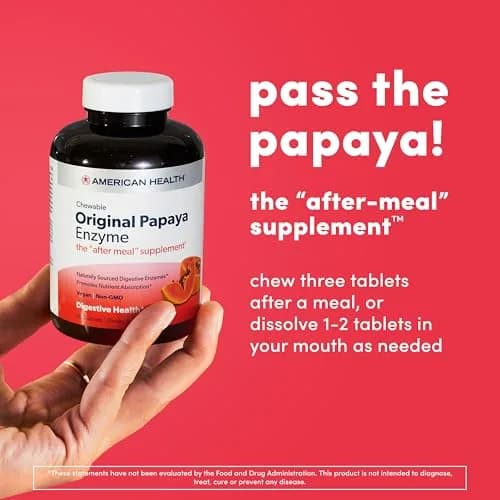 American Health Papaya Enzyme Chewable Tablets 600 Count | Natural Digestive Support for Adults thumbnail 4