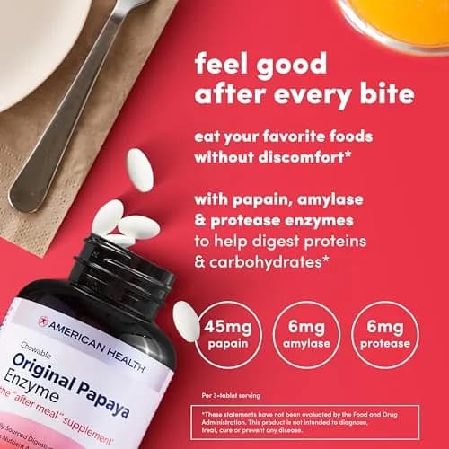 American Health Papaya Enzyme Chewable Tablets 600 Count | Natural Digestive Support for Adults thumbnail 5