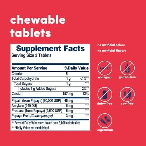 American Health Papaya Enzyme Chewable Tablets 600 Count | Natural Digestive Support for Adults thumbnail 2