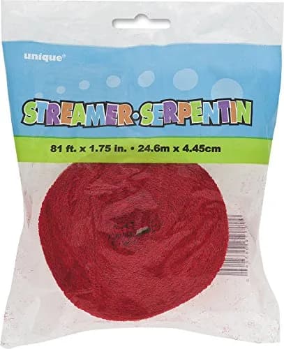 Unique Premium Ruby Red Crepe Paper Streamer - 81 ft | Bright Party Decoration thumbnail 2
