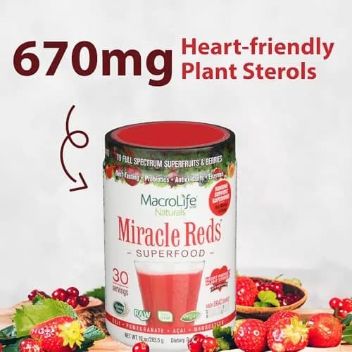 MacroLife Naturals Miracle Reds Superfood Powder, 10oz | 19 Superfruits & Antioxidants for Daily Wellness thumbnail 6