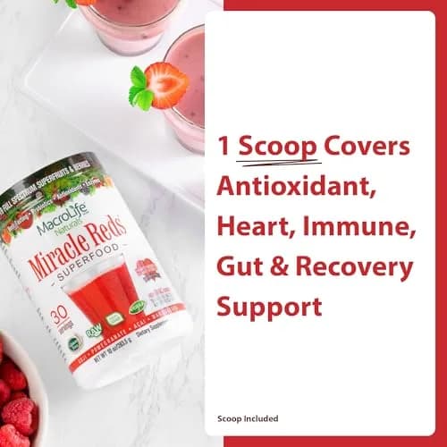 MacroLife Naturals Miracle Reds Superfood Powder, 10oz | 19 Superfruits & Antioxidants for Daily Wellness thumbnail 3