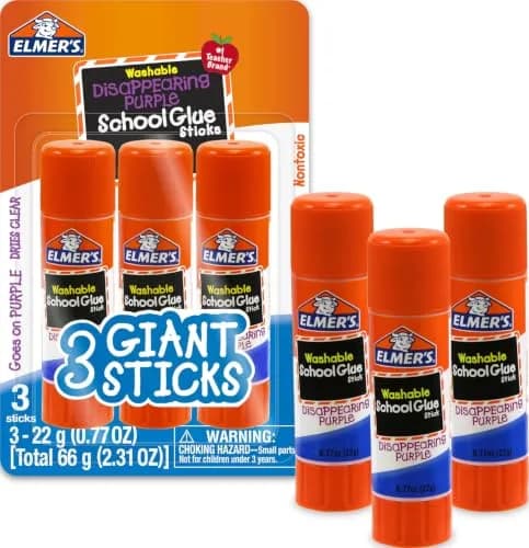 Elmer's Disappearing Purple School Glue Sticks, Washable, 3 Count (22g Each) | #1 Teacher Brand thumbnail 1