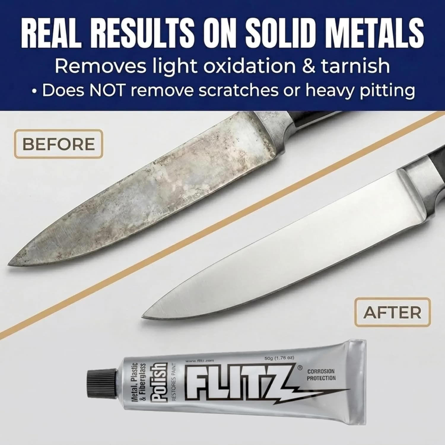 Flitz Metal Polish Paste 150g (5.29oz) | Solid Chrome, Stainless Steel, Aluminum Polish for Light Oxidation - view 2