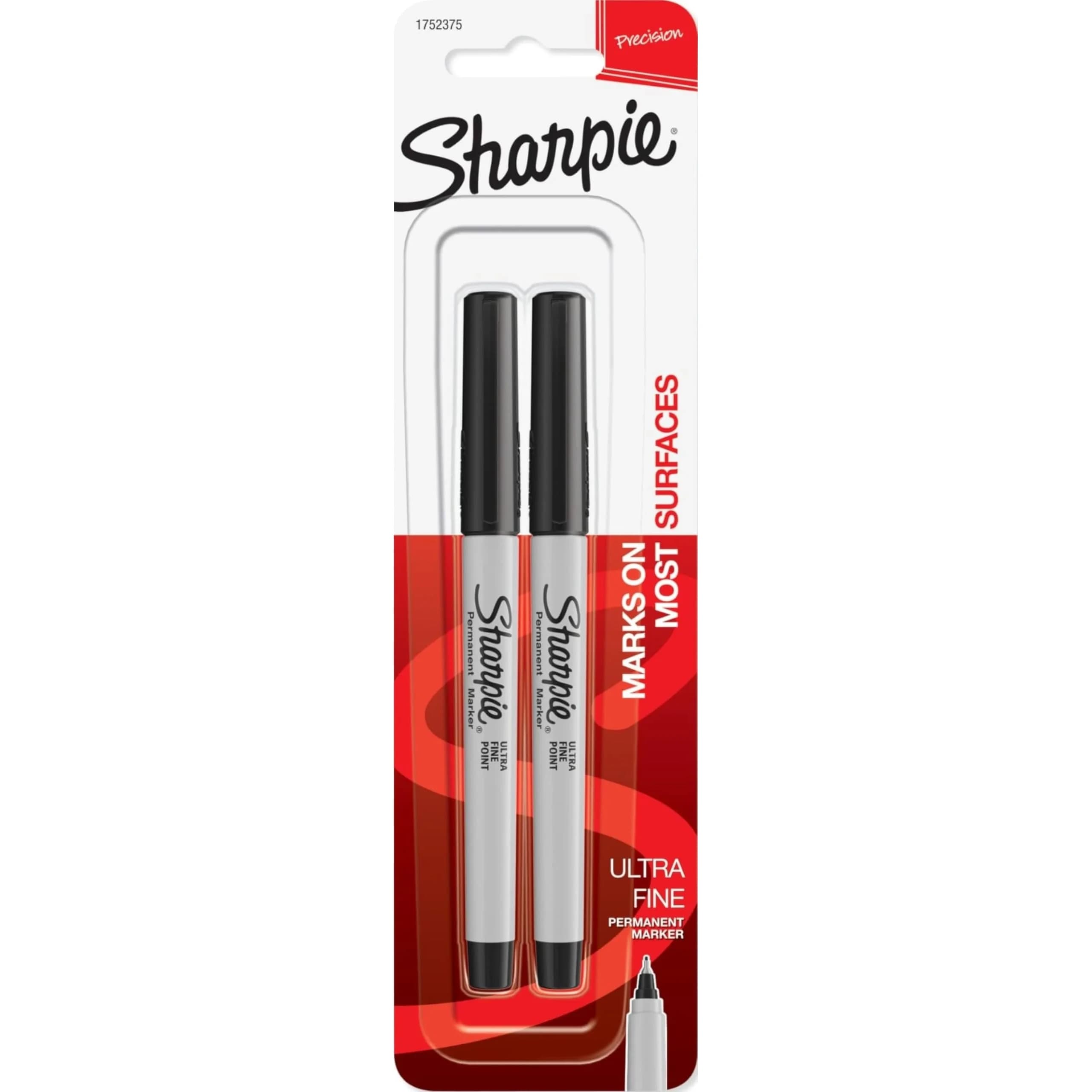 Sharpie Permanent Markers Ultra Fine Point Black 2 Count | Precise Writing for Office, School, and Crafts