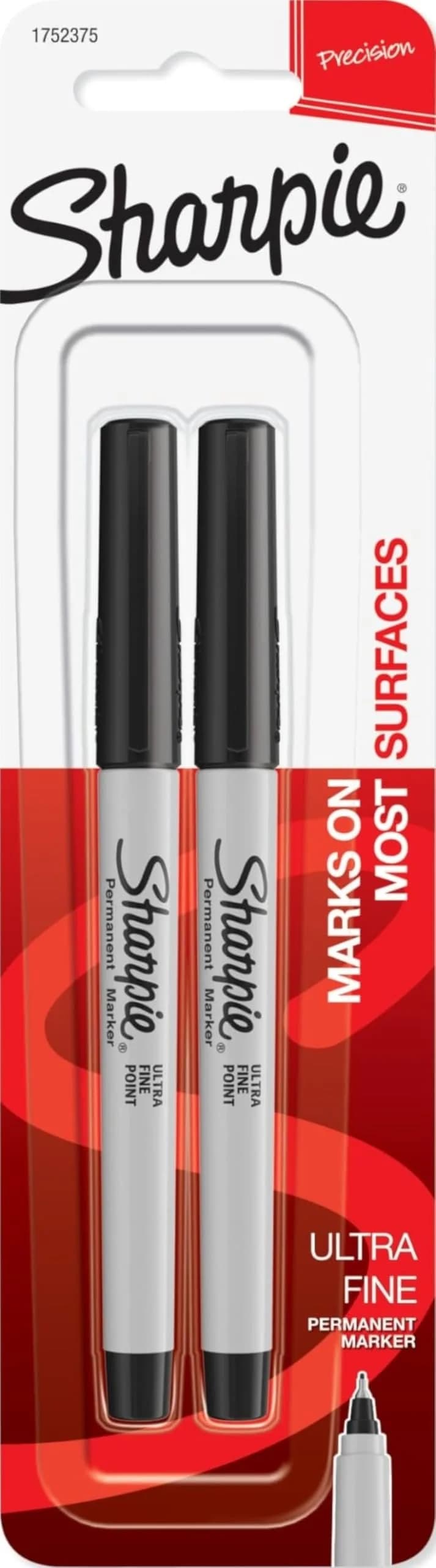 Sharpie Permanent Markers Ultra Fine Point Black 2 Count | Precise Writing for Office, School, and Crafts — Black