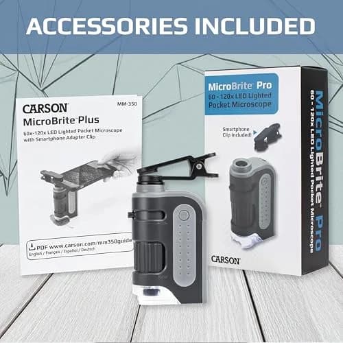 Carson MicroBrite Pro 60x-120x LED Pocket Microscope with Smartphone Adapter | STEM Science Kit for Kids thumbnail 4