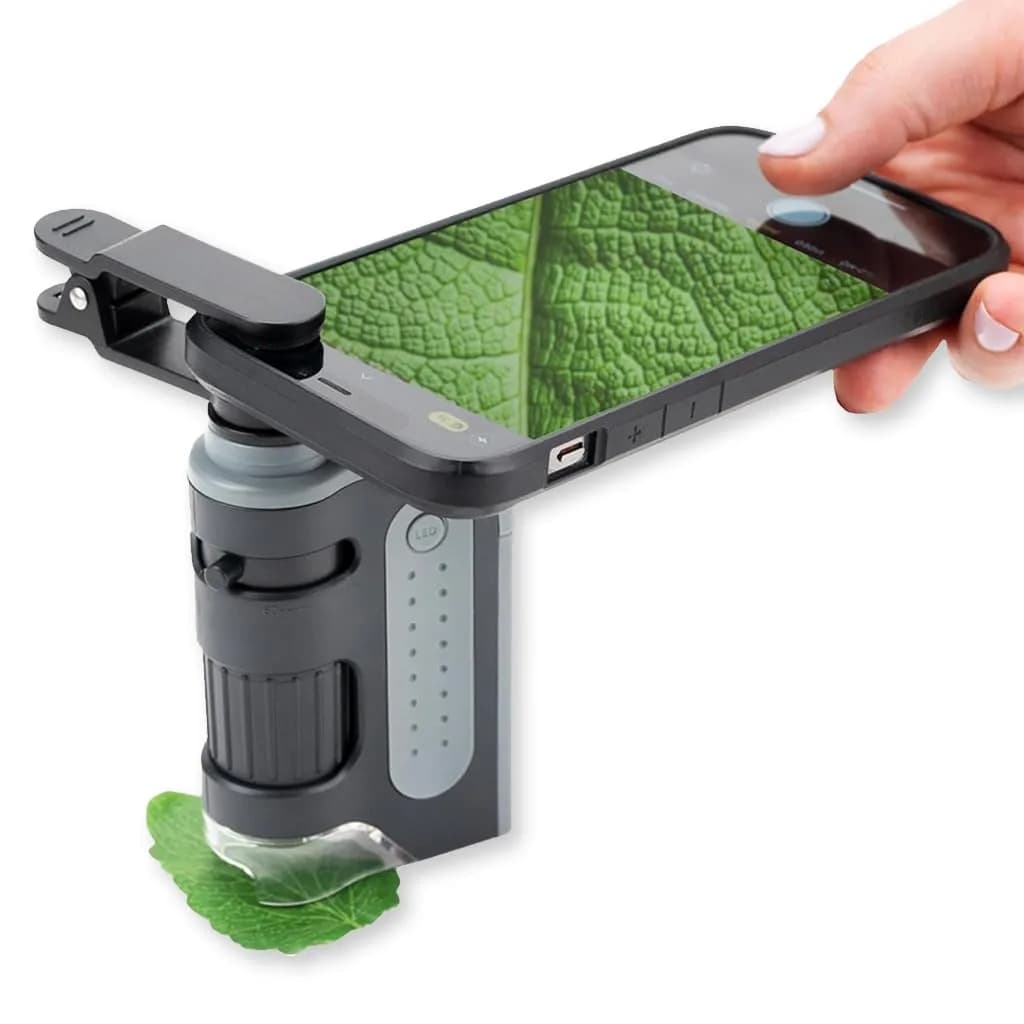 Carson MicroBrite Pro 60x-120x LED Pocket Microscope with Smartphone Adapter | STEM Science Kit for Kids - main product image