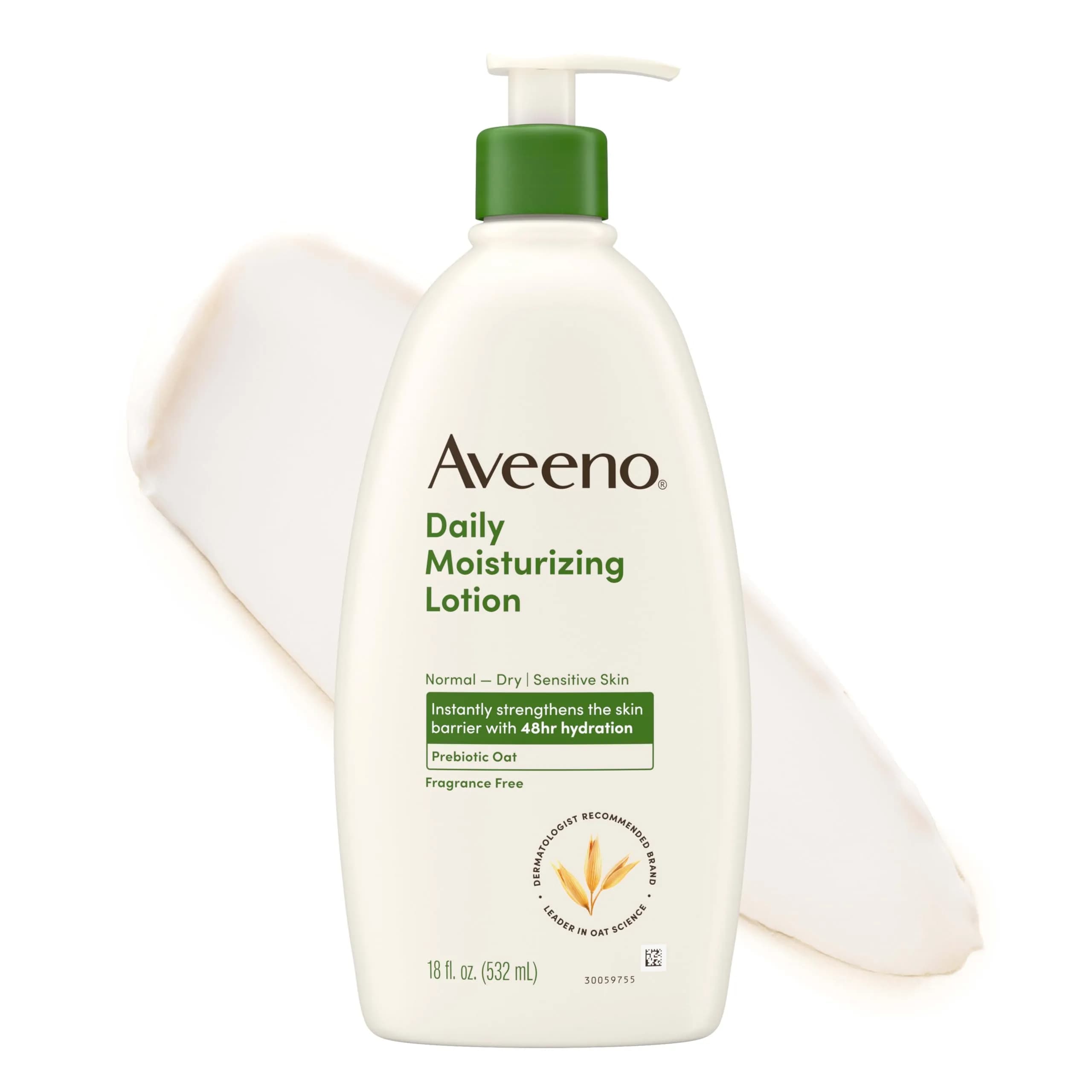 Aveeno Daily Moisturizing Lotion, Fragrance-Free, 54 fl oz (18 oz Pack of 3) | Improves Dry Skin Health in 1 Day — Lotion