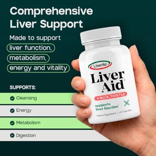 LIVERITE Liver Aid with Milk Thistle 60 Capsules | Supports Healthy Liver Function, Energy & Metabolism thumbnail 2