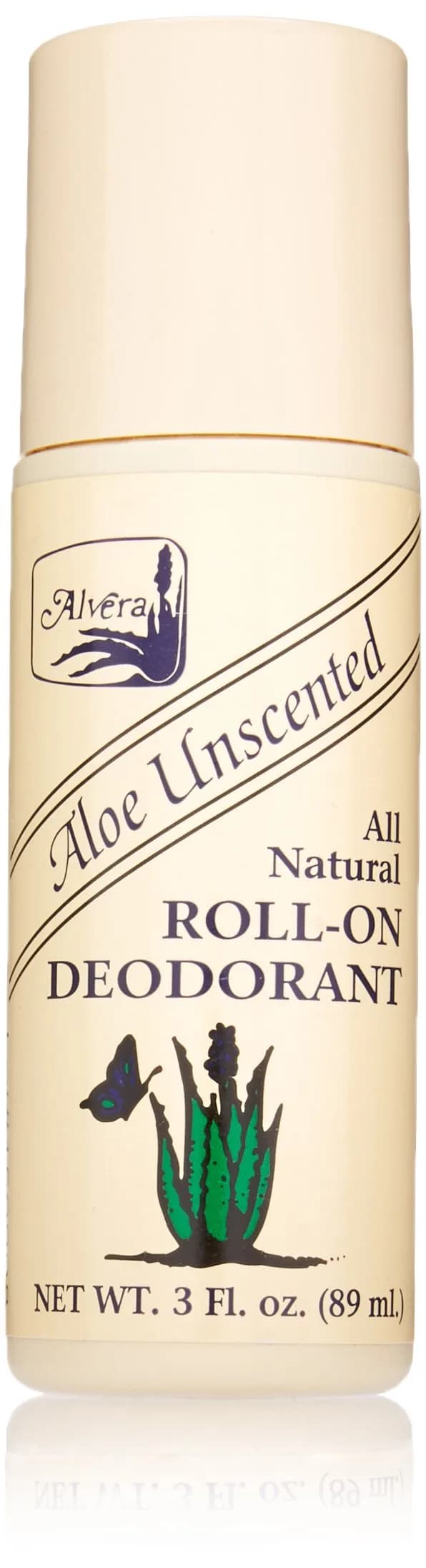 Alvera All Natural Roll-On Deodorant 89ml | Unscented, Aloe & Herb Formula, Hypoallergenic, Long-Lasting, Made in USA
