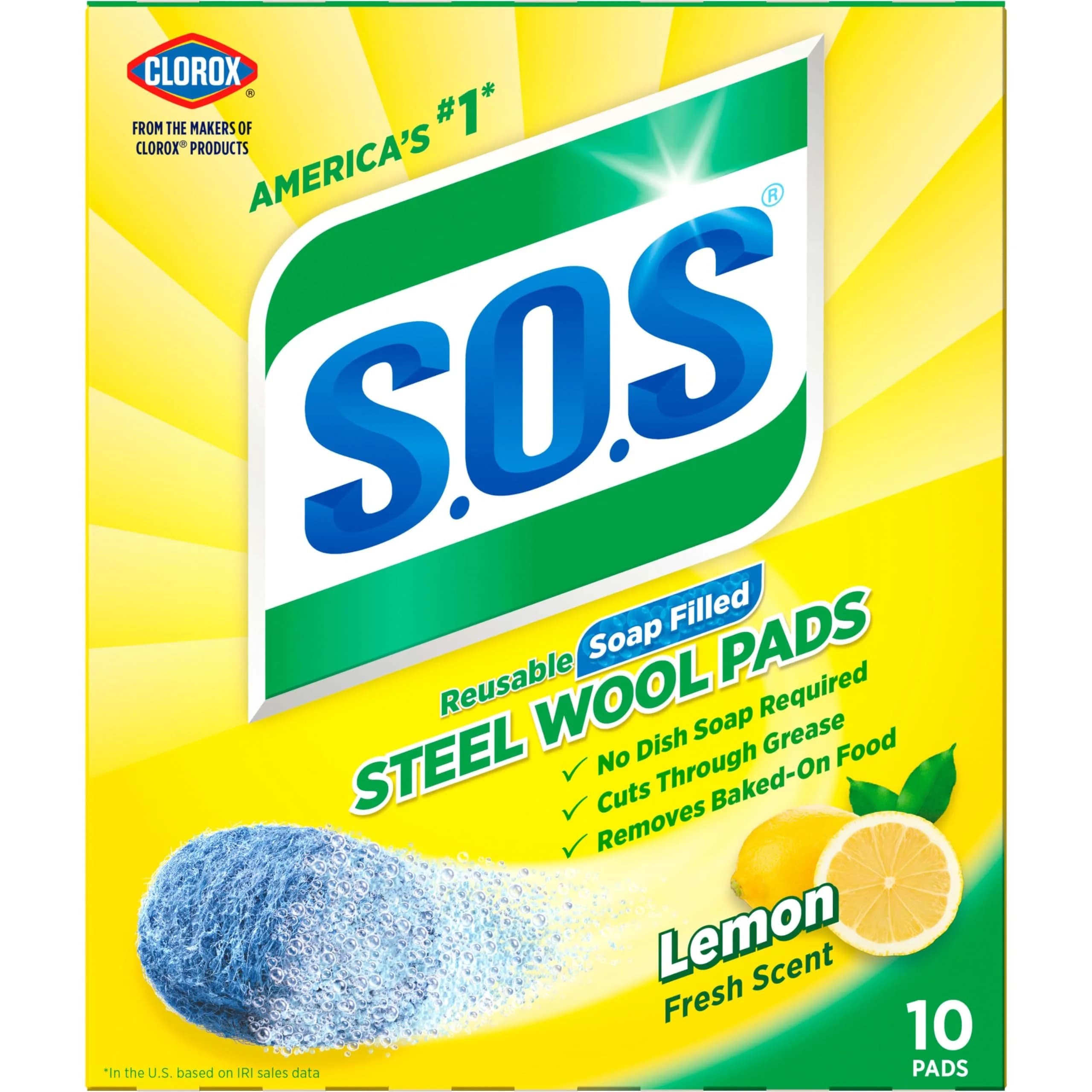 S.O.S Steel Wool Soap Pads Lemon Fresh 10 Count | Powerful Cleaning for Tough Grime - view 9