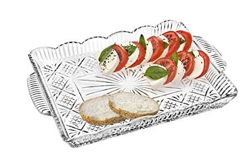 Godinger Serving Tray, Desserts Decor Platter for Appetizers, Snack & Fruit | Rectangular Lead Crystal Housewarming Gift thumbnail 1