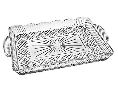 Godinger Serving Tray, Desserts Decor Platter for Appetizers, Snack & Fruit | Rectangular Lead Crystal Housewarming Gift thumbnail 2