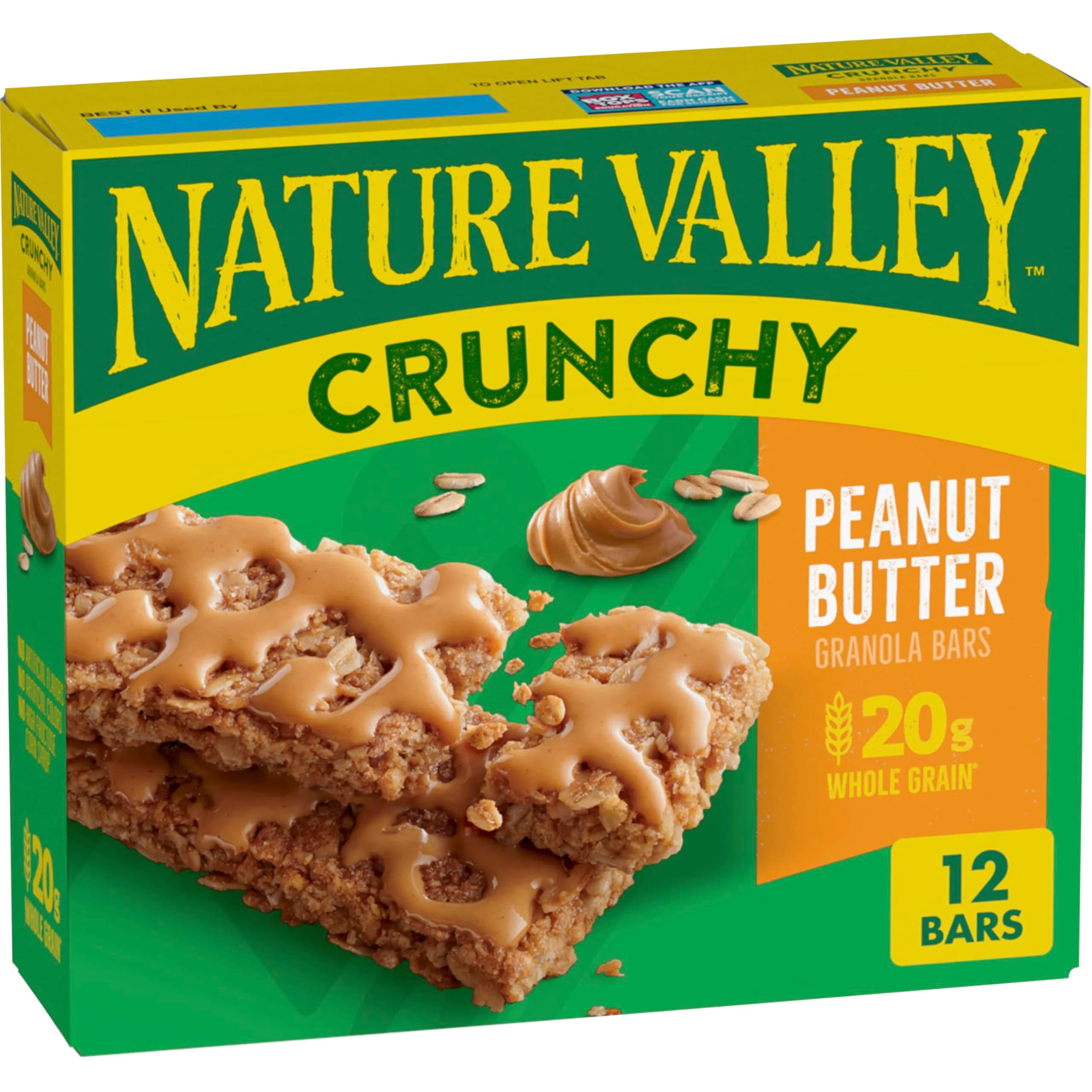 Nature Valley Crunchy Granola Bars Peanut Butter 12 Ct 256g (8.94 oz) | Whole Grain Oats & Peanut Butter