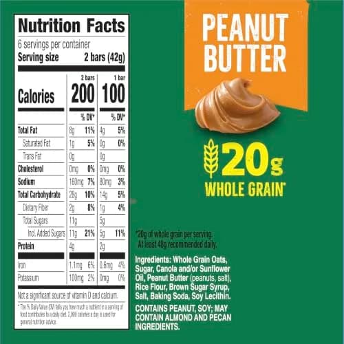 Nature Valley Crunchy Granola Bars Peanut Butter 12 Ct 256g (8.94 oz) | Whole Grain Oats & Peanut Butter thumbnail 2
