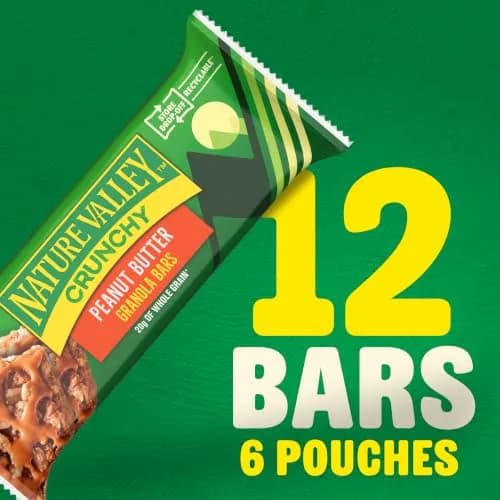 Nature Valley Crunchy Granola Bars Peanut Butter 12 Ct 256g (8.94 oz) | Whole Grain Oats & Peanut Butter thumbnail 3