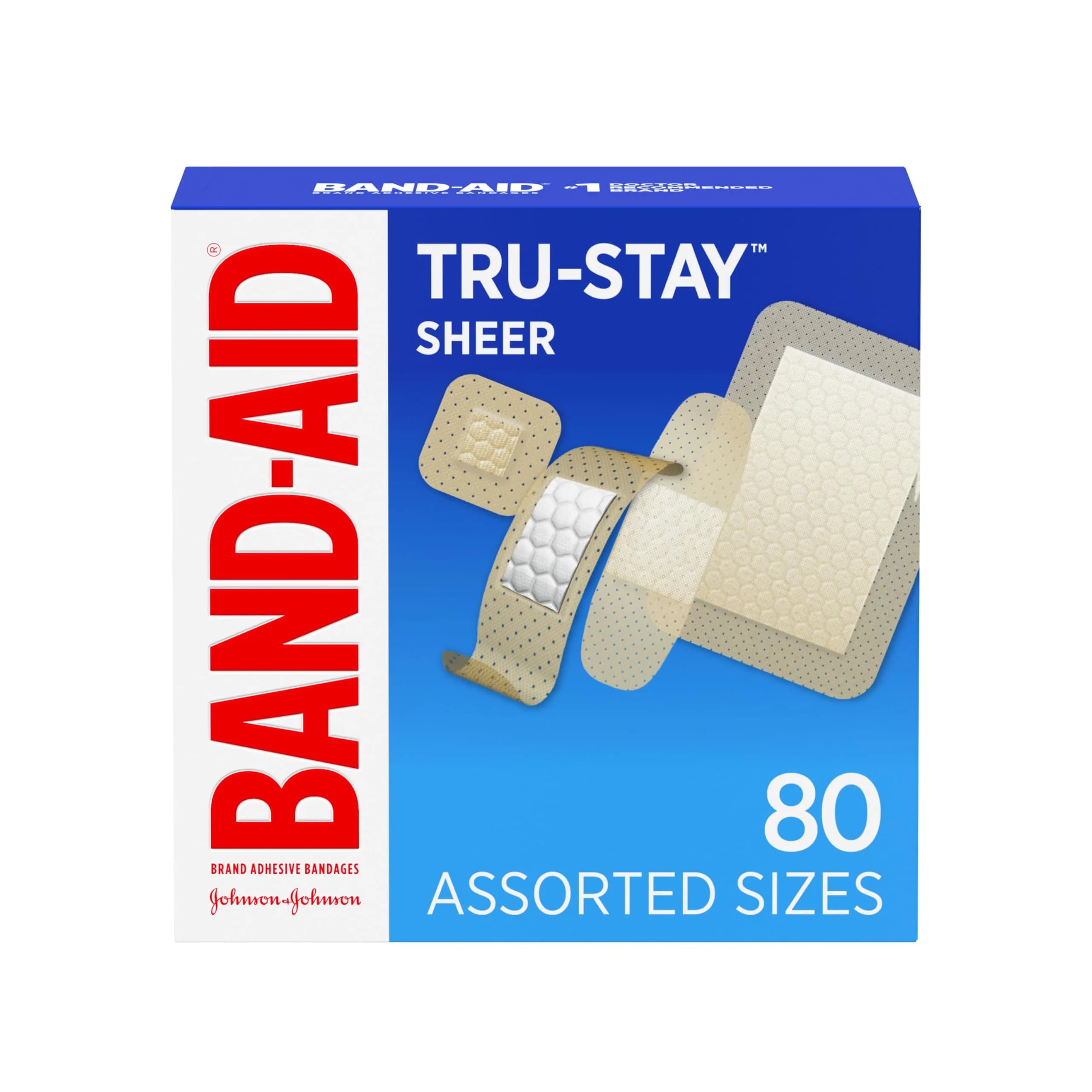 BAND-AID Tru-Stay Sheer Adhesive Bandages Assorted Sizes 80 Count | Dermatologist Tested Wound Dressing - main product image