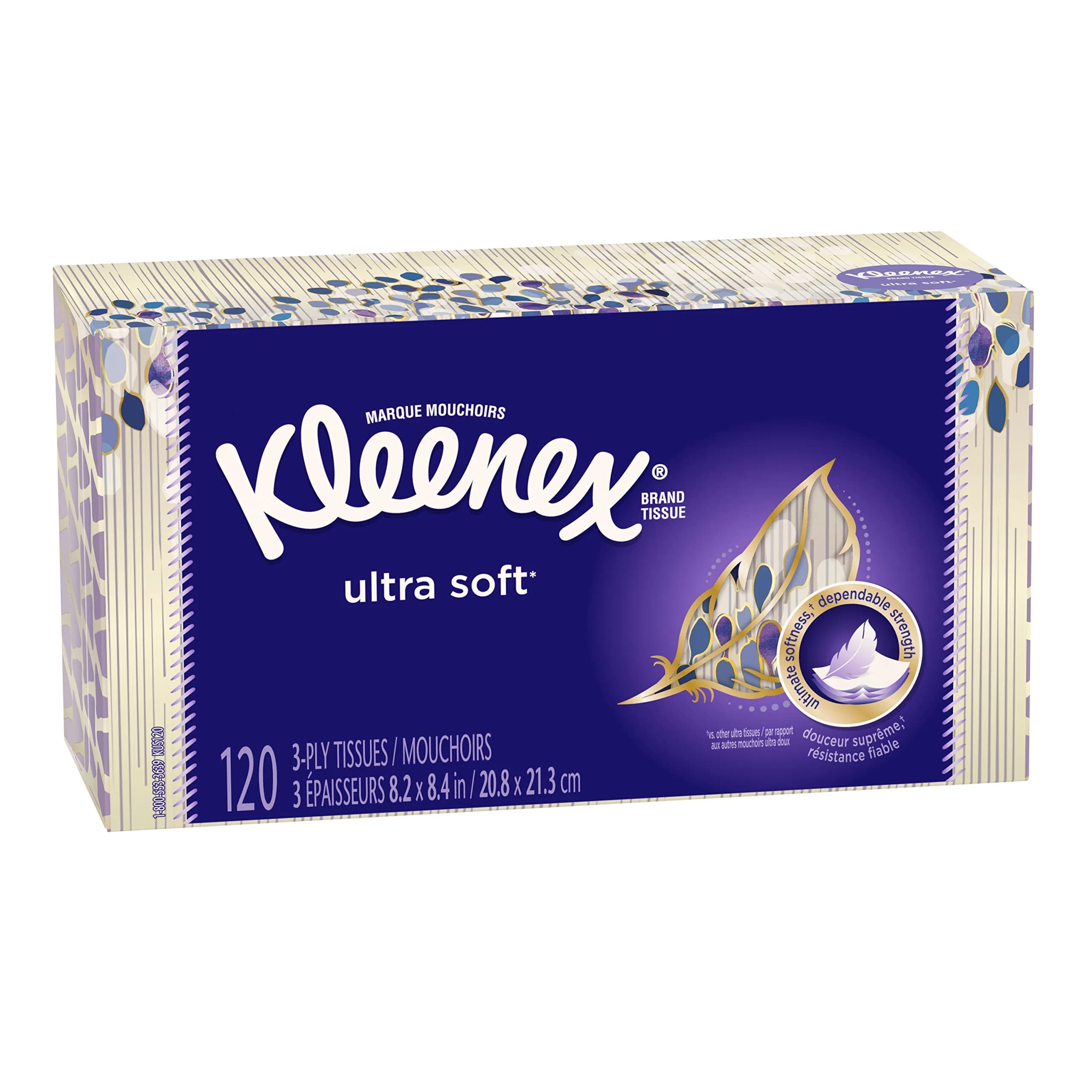 Kleenex Ultra Soft Facial Tissues, White, 120 Count (Pack of 1) - main product image