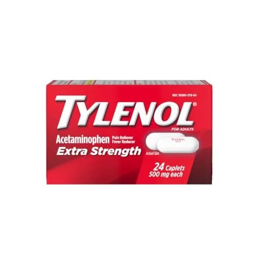 Tylenol Extra Strength Acetaminophen 500 mg Caplets | Fast Pain & Fever Relief for Adults & Kids 12+ thumbnail 1