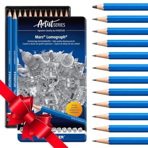 STAEDTLER Mars Lumograph Art Drawing Pencils 12-Piece Gift Set in Metal Tin | Versatile Graphite Range for Artists thumbnail 1