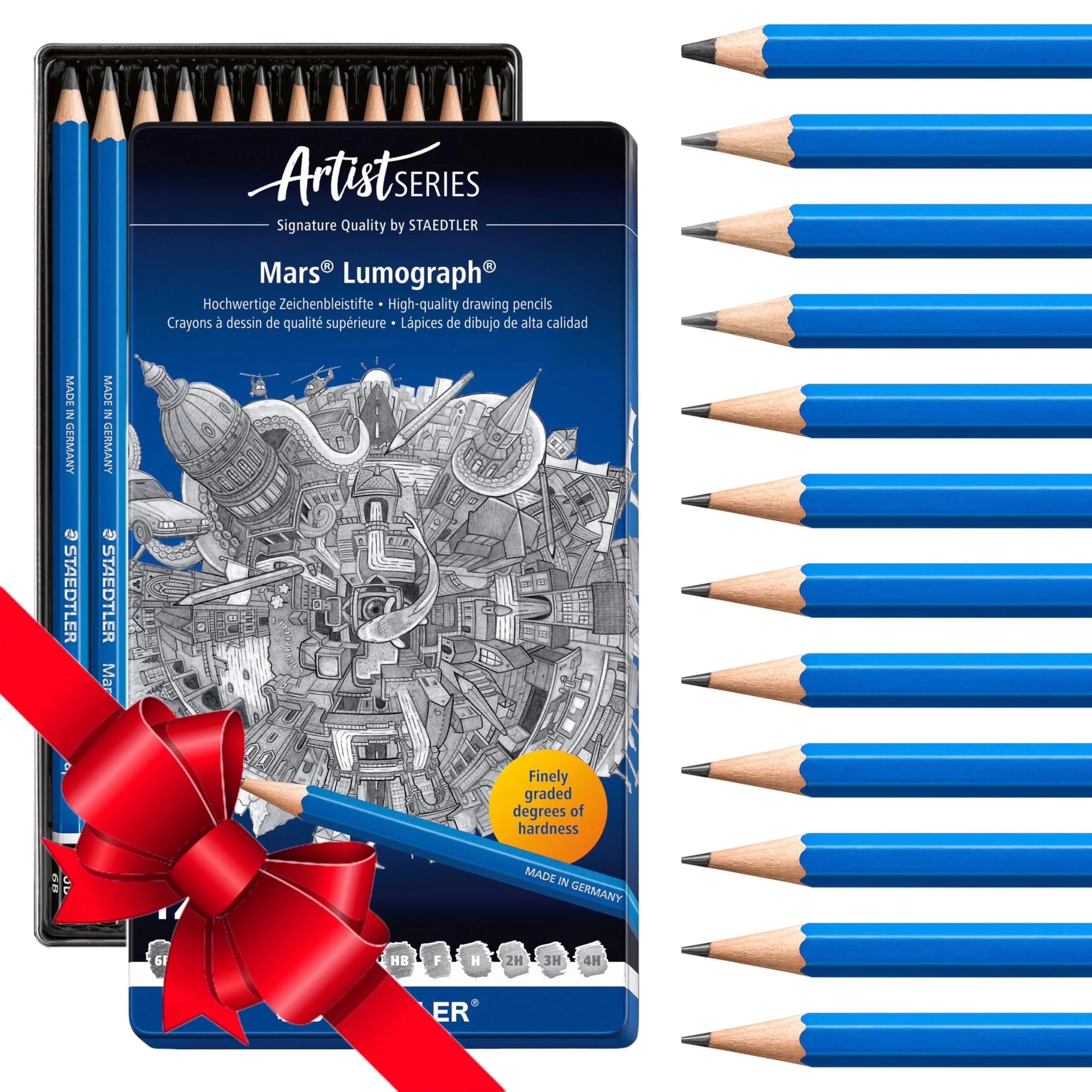 STAEDTLER Mars Lumograph Art Drawing Pencils 12-Piece Gift Set in Metal Tin | Versatile Graphite Range for Artists - main product image
