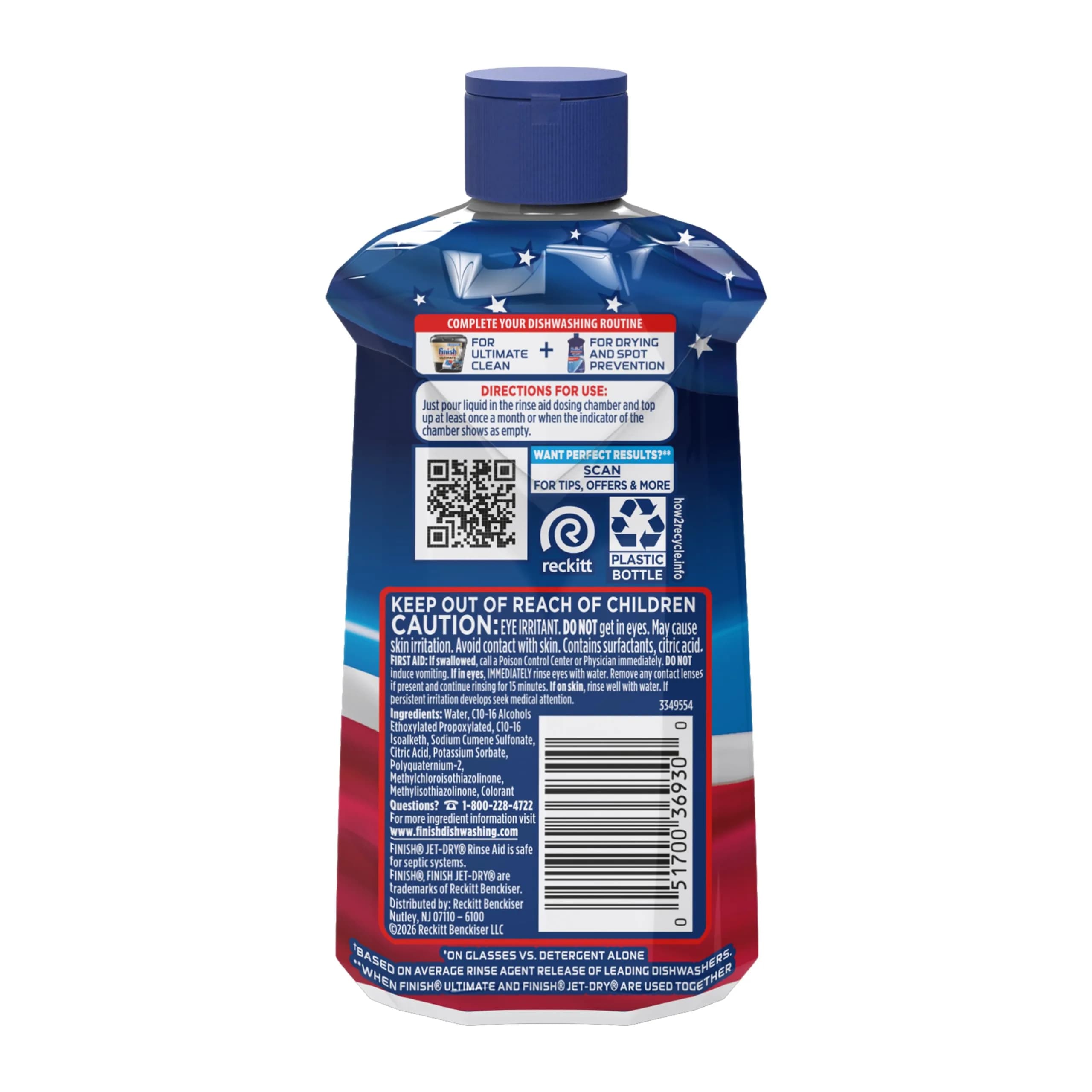 Finish Jet-Dry Dishwasher Rinse Aid Liquid 240ml (8.45 oz) | Prevents Spots & Residues - view 9