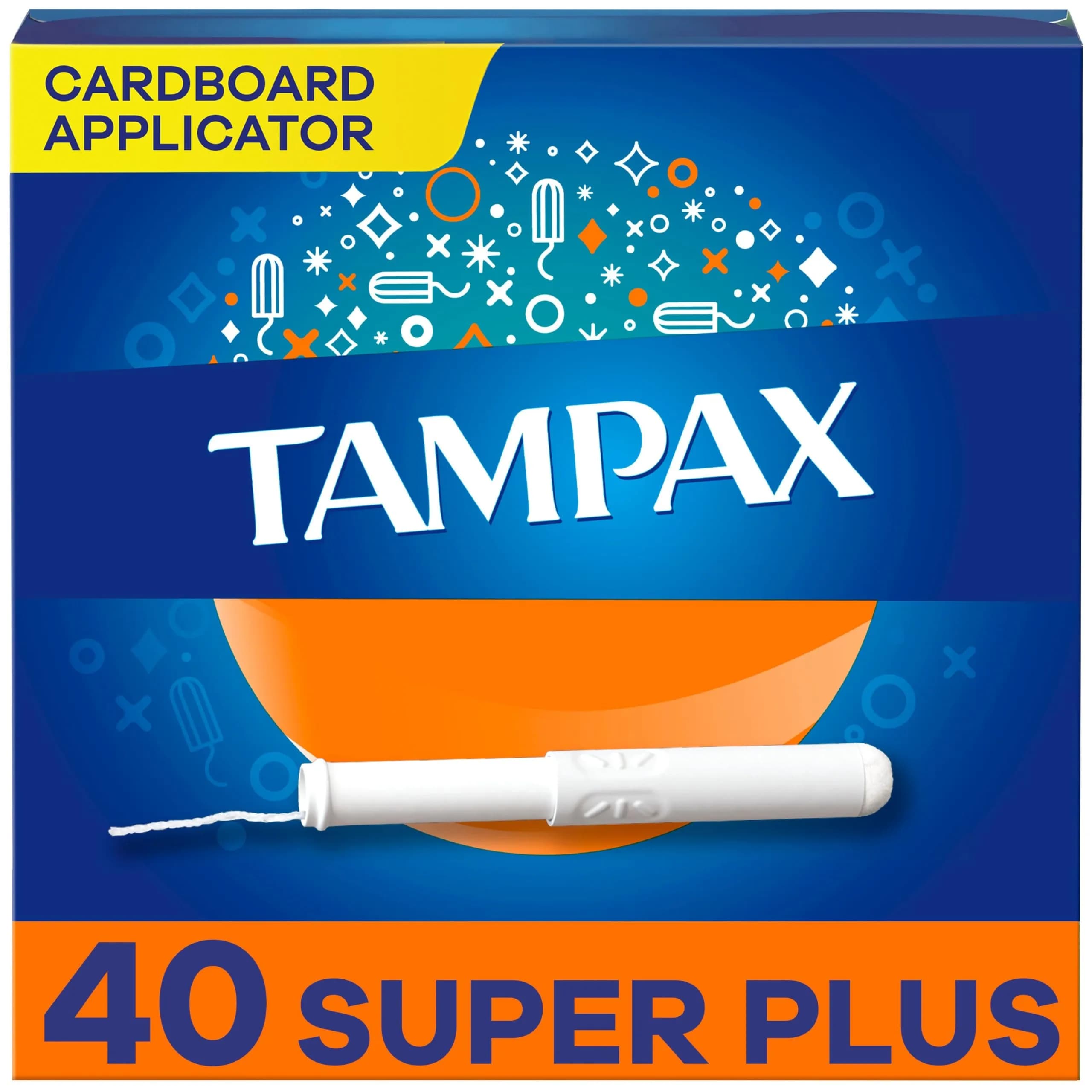 Tampax Cardboard Tampons Super Plus Absorbency 40 Count | #1 U.S. Gynecologist Recommended Tampon Brand - main product image