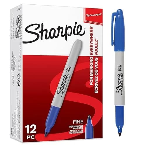 Sharpie Permanent Markers Fine Point - Vibrant Blue Ink - Pack of 12 thumbnail 1