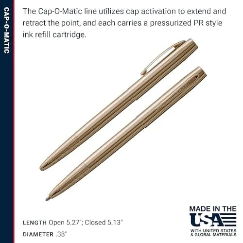 Fisher Space Pen Cap-O-Matic M4G Retractable Ballpoint Pen, 0.5mm Medium Point, Lacquered Brass, Gift Box | Writes Upside Down & in Extreme Temperatures thumbnail 6