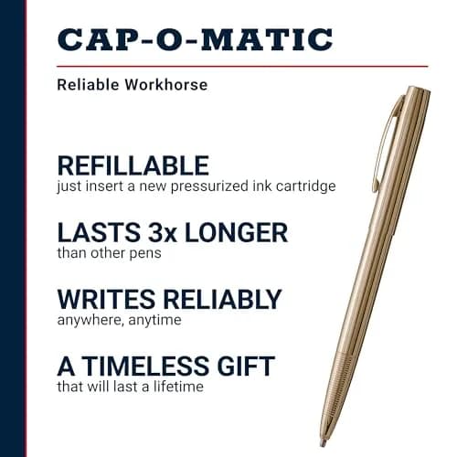 Fisher Space Pen Cap-O-Matic M4G Retractable Ballpoint Pen, 0.5mm Medium Point, Lacquered Brass, Gift Box | Writes Upside Down & in Extreme Temperatures thumbnail 2