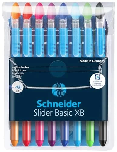 Schneider Slider Basic XB Ballpoint Pen 1.4mm Assorted Colors (8-Pack) | Smooth Viscoglide Ink Flow thumbnail 7