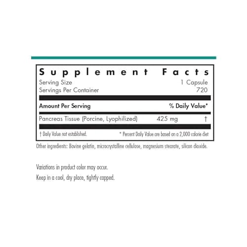 Allergy Research Group Pancreas Natural Glandular 425 mg Pork | Supports Digestive & Metabolic Function thumbnail 2