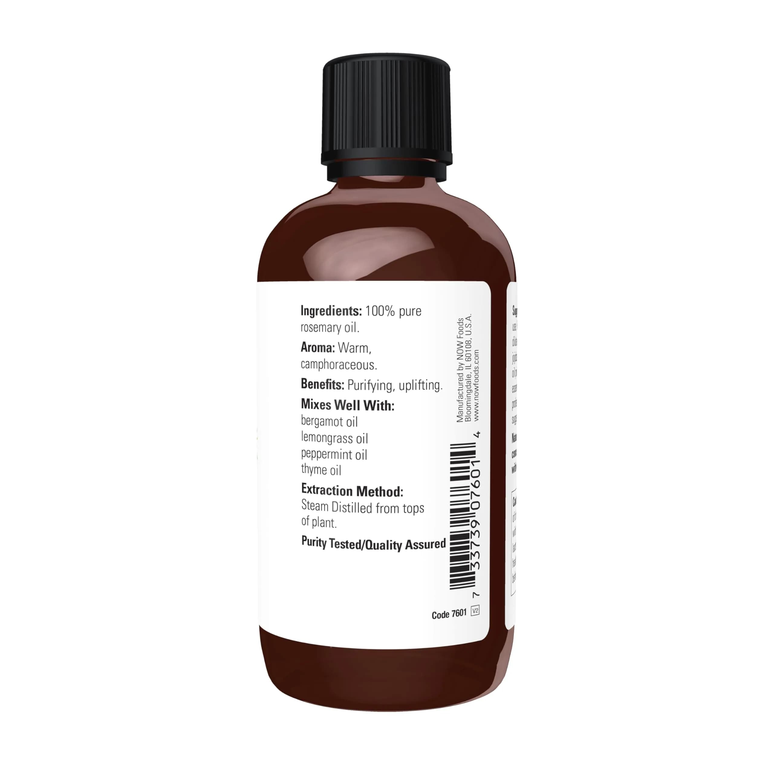 NOW Rosemary Essential Oil 118ml (4 fl. oz) | Steam Distilled, Undiluted, Pure - view 2