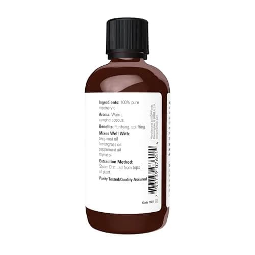 NOW Rosemary Essential Oil 118ml (4 fl. oz) | Steam Distilled, Undiluted, Pure thumbnail 2
